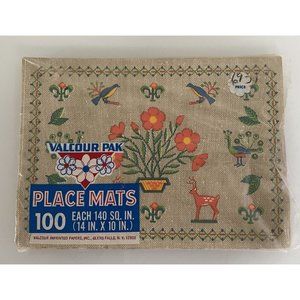 Vintage NIP Valcour Pak Embroidered Design Disposable Paper Placements